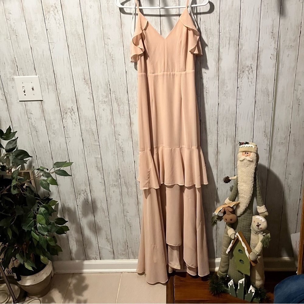 Lulu's Blush Pink Ruffle Wedding Dress